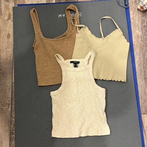 Forever 21 Bundle of 3 brown/cream tops. All size S GUC - Picture 1 of 7